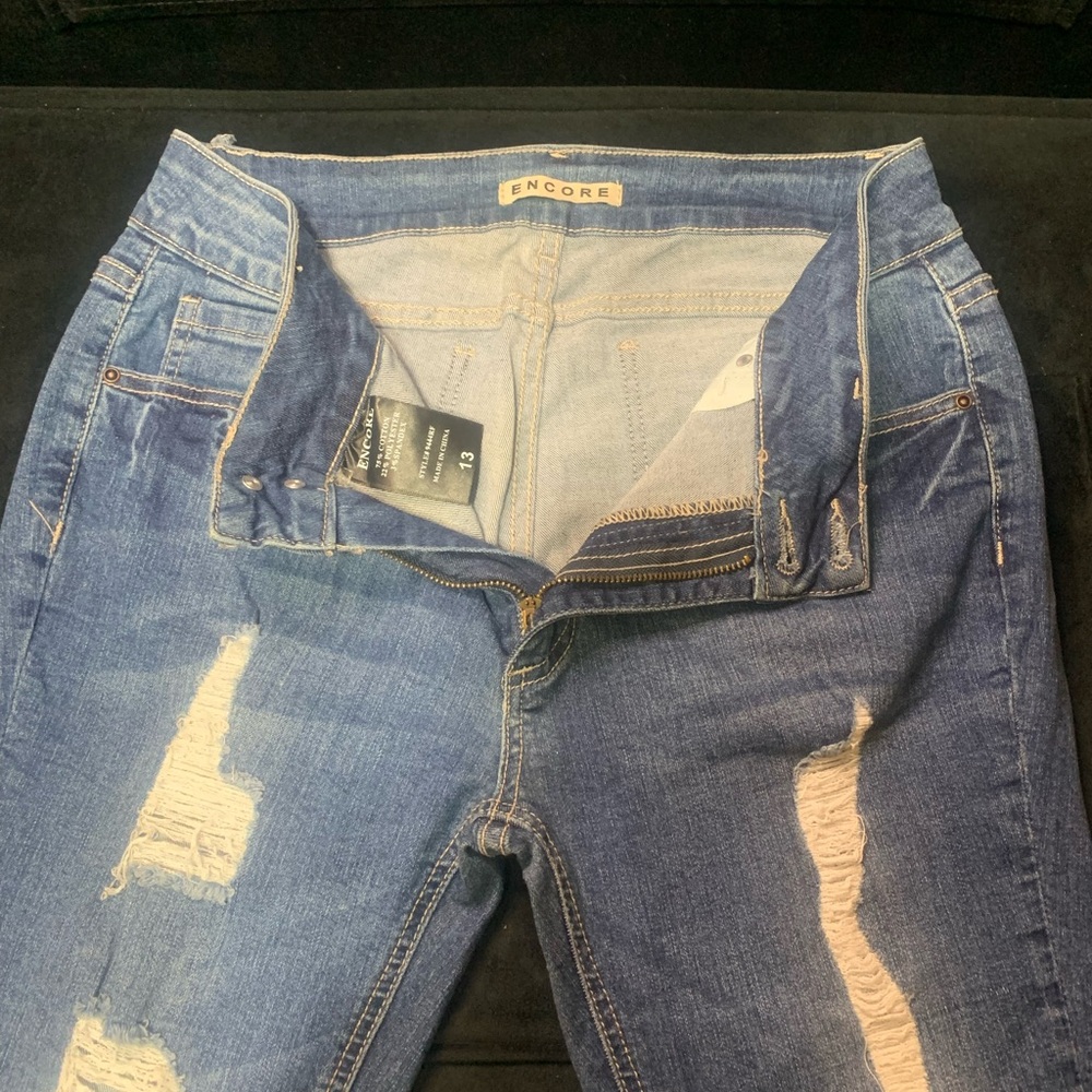 Encore Jeans Light Blue Women’s Jeggings with Faded Detail - Picture 3 of 3